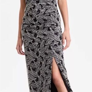 INC International Concepts Black and White Leaf halter dress